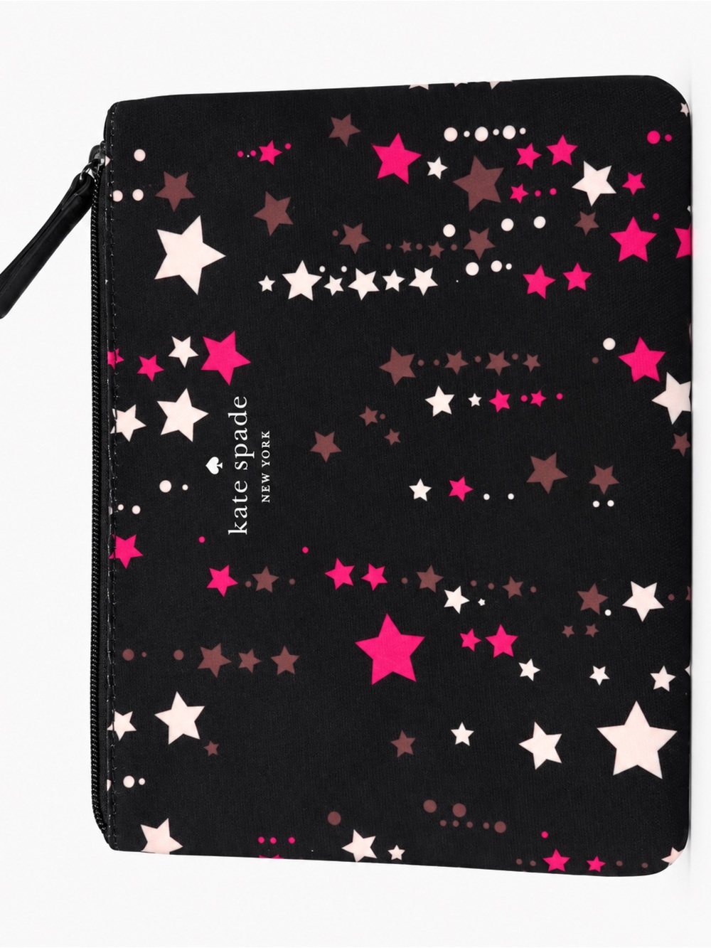 kate spade Black Star Cascade Zip Pouch with Pink & Cream Stars
